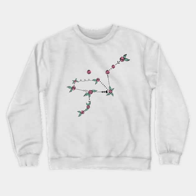 Grus (Crane) Constellation Roses and Hearts Doodle Crewneck Sweatshirt by EndlessDoodles